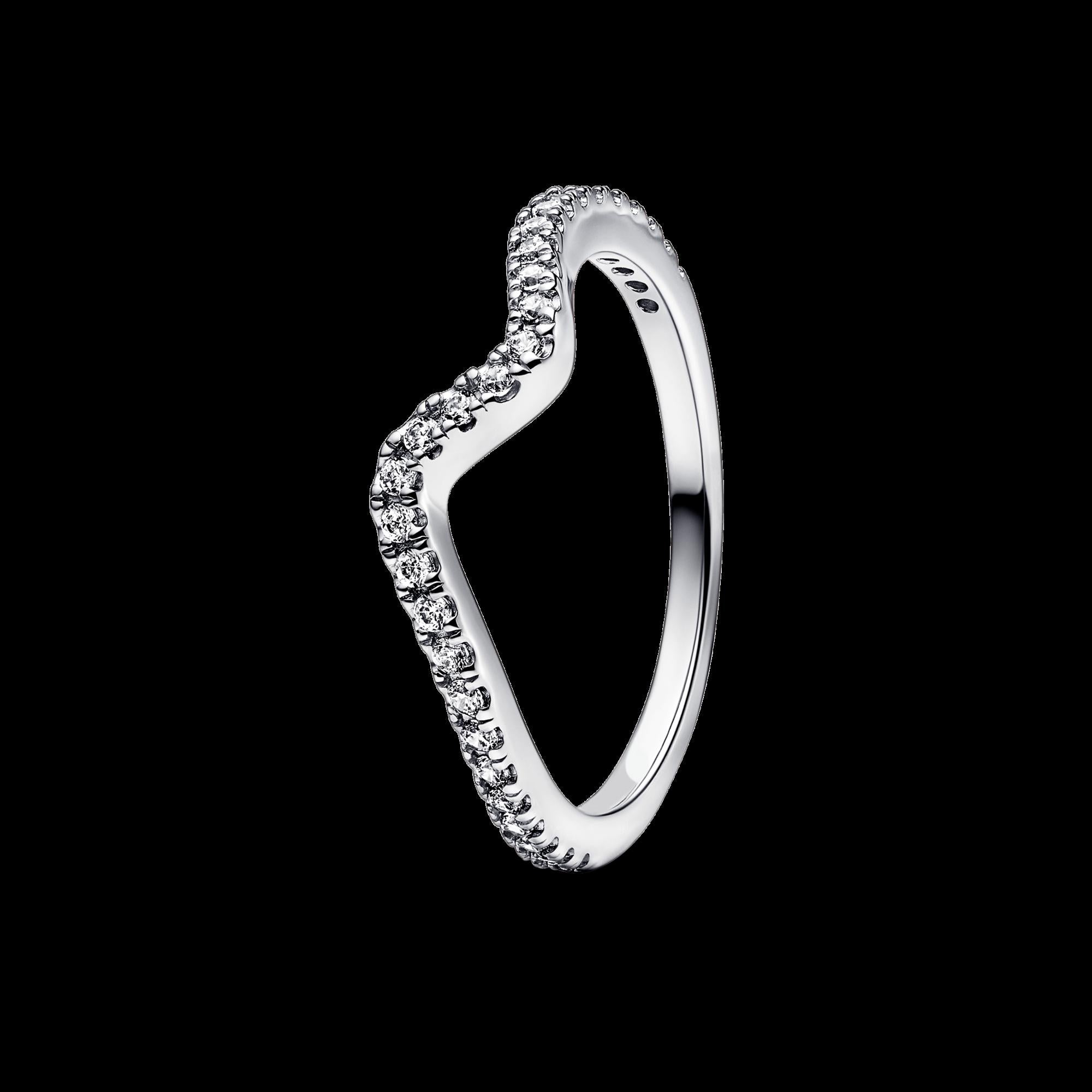 Sparkling Wishbone Heart Ring