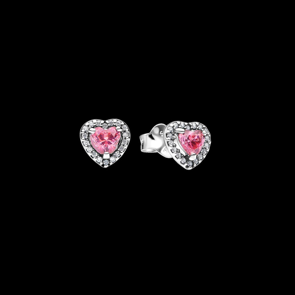 Elevated Pink Heart Stud Earrings