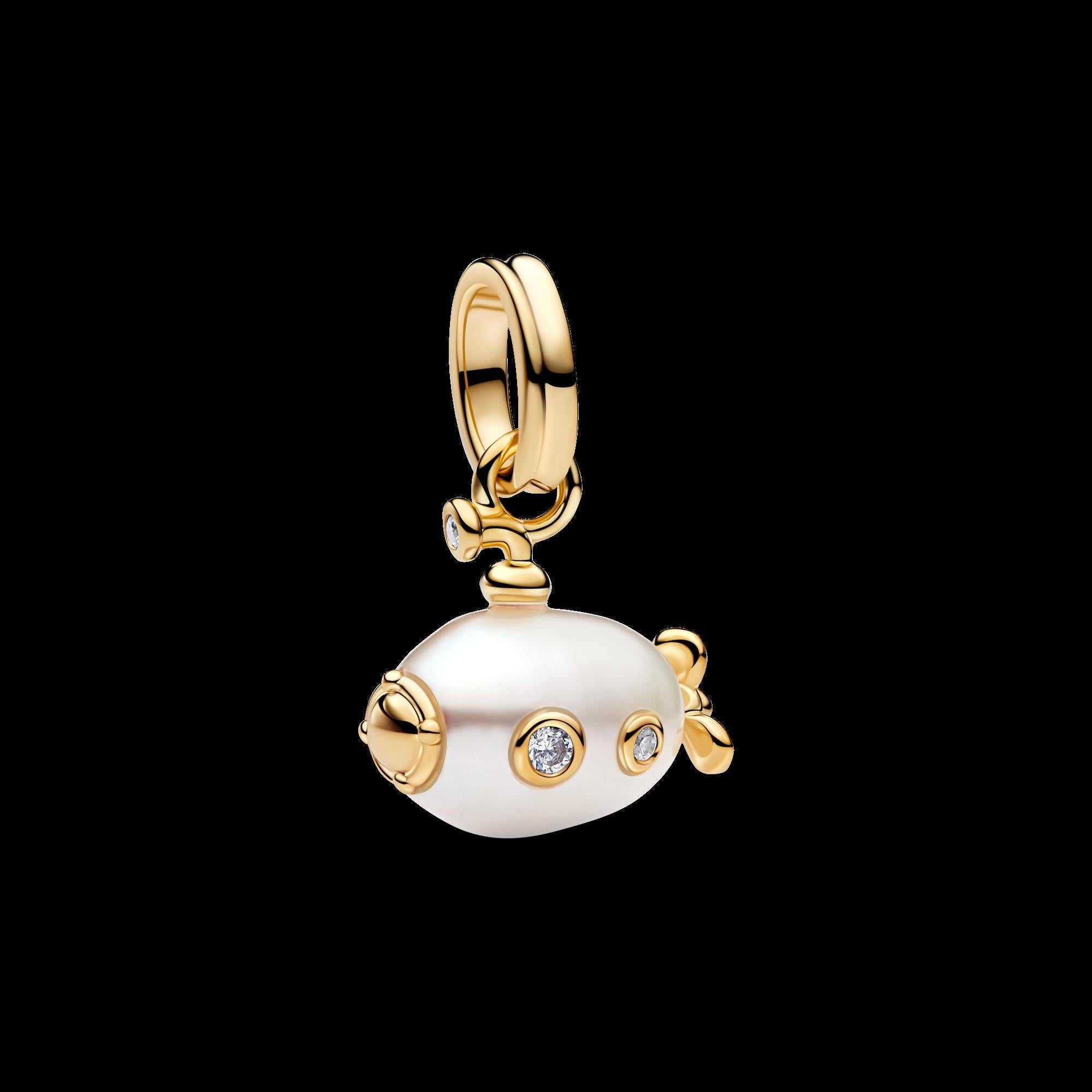 Treated Freshwater Cultured Baroque Pearl Mushroom Dangle Charm