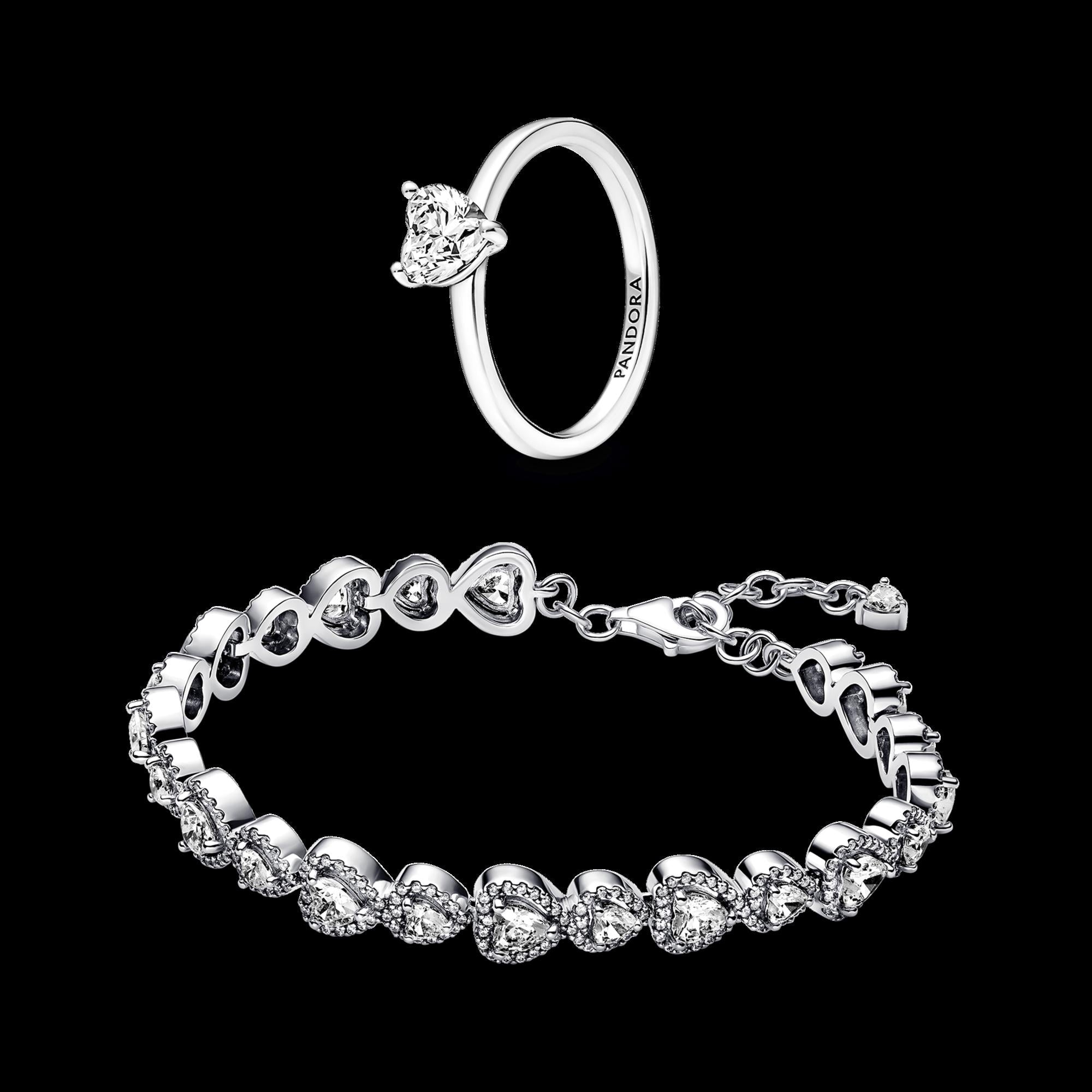 Sparkling Halo Hearts Ring