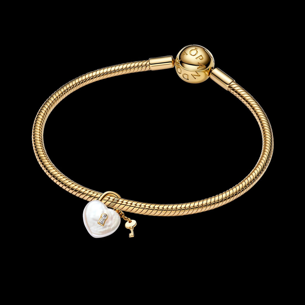 Treated Freshwater Cultured Baroque Pearl Padlock Dangle Charm